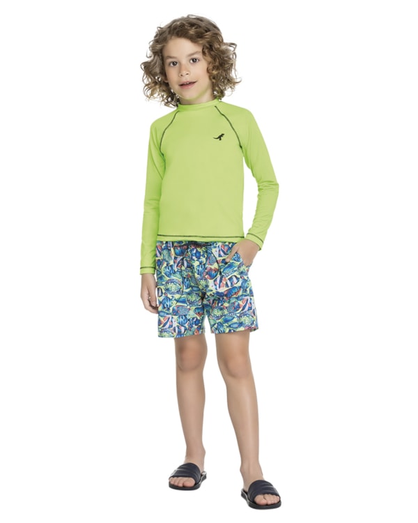 Bermuda de Praia Menino ReiRex Estampada- VERDE NEON