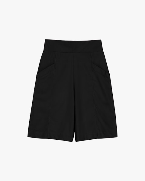 Bermuda Feminina em Alfaiataria com Bolso - Cereja Rosa - Preto