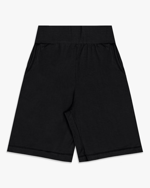 Bermuda Feminina em Malha Crepe com Bolso - Cereja Rosa - Preto