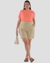Bermuda Feminina Plus Size em Alfaiataria com Bolso - Cereja Rosa - Semente-0d9b09cc-a6c0-42ca-b510-8b1d7924d4e5