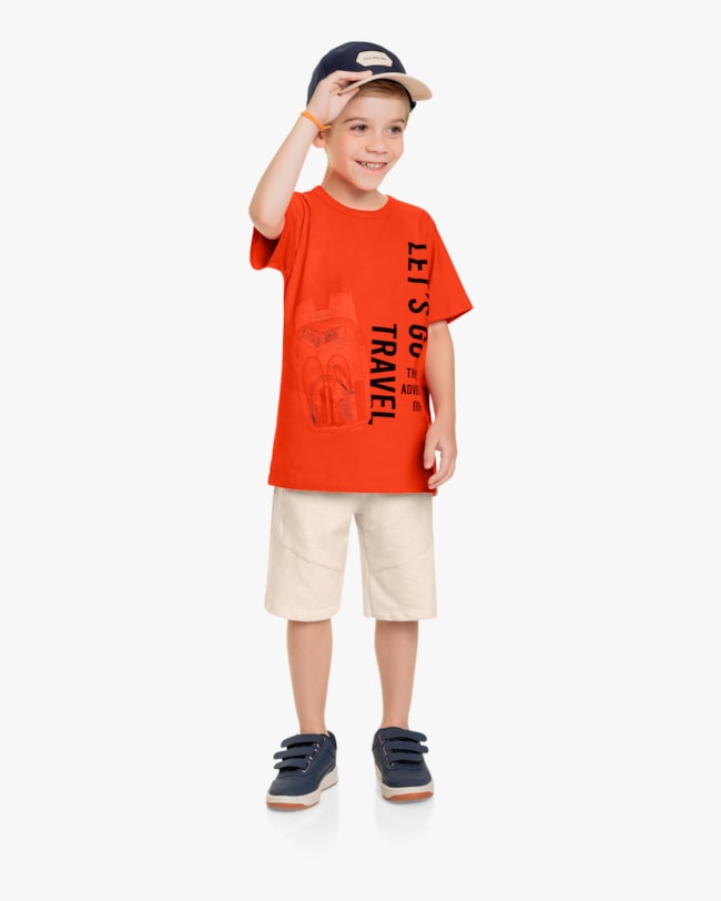 Bermuda Infantil Masculina em Moletinho com Bolsos - ReiRex - Off White-c6f0bb6d-e242-4319-acf0-6430db8289ba
