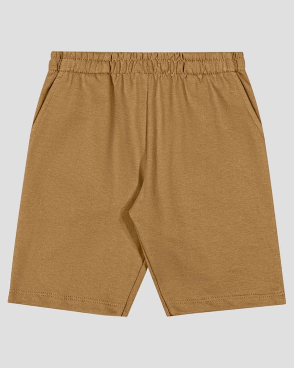 Bermuda Infantil Menino com Bolsos em Moletinho ReiRex Marrom