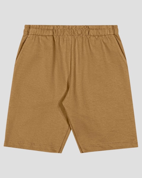 Bermuda Infantil Menino com Bolsos em Moletinho ReiRex Marrom