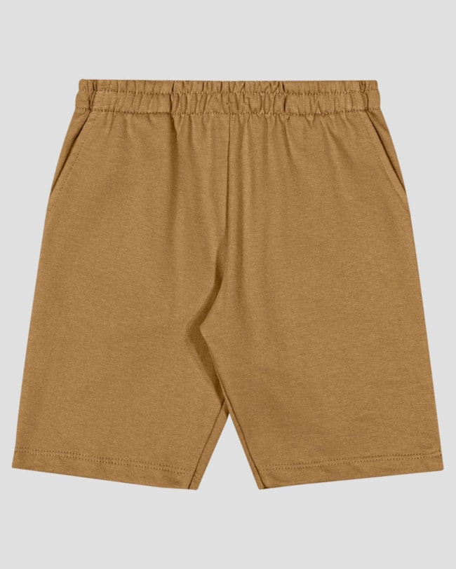 Bermuda Infantil Menino com Bolsos em Moletinho ReiRex Marrom-6d5a1260-2821-4c98-aeca-1d5390716470
