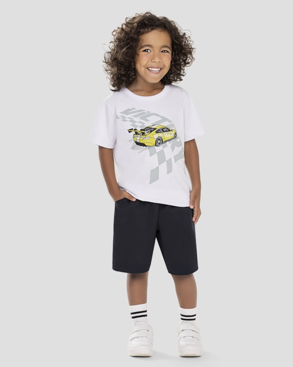 Bermuda Infantil Menino com Bolsos em Moletinho ReiRex Preto
