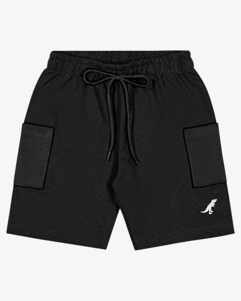Bermuda Infantil Menino em Moletinho com Bolso - ReiRex - Preto