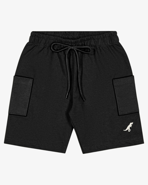 Bermuda Infantil Menino em Moletinho com Bolso - ReiRex - Preto