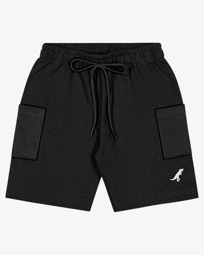 Bermuda Infantil Menino em Moletinho com Bolso - ReiRex - Preto-ed8030db-b76f-46ec-8265-75691193e513
