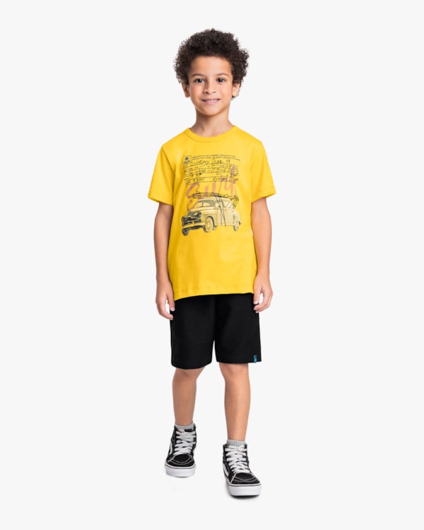 Bermuda Infantil Menino em Moletinho com Bolso -ReiRex - Preto