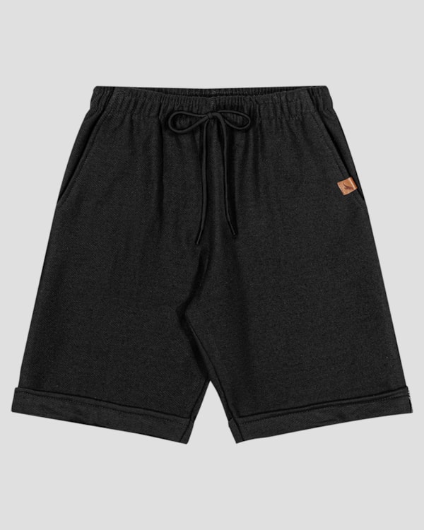 Bermuda Infantil Menino em Moletinho com Bolso ReiRex Preto