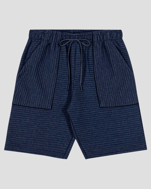 Bermuda Infantil Menino em Moletinho com Relevo ReiRex Azul