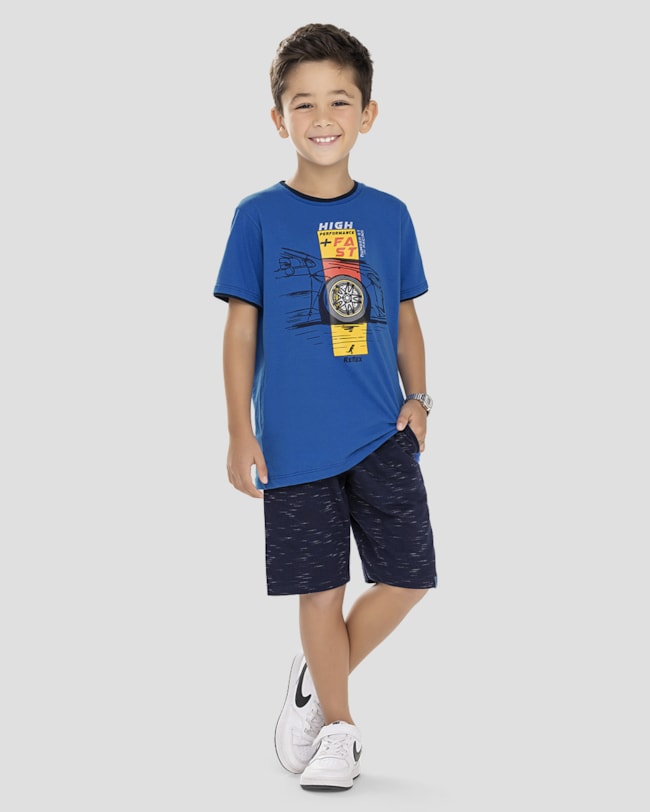 Bermuda Infantil Menino em Moletinho Jet com Bolso ReiRex Azul-5b911a5f-2827-4443-a6f7-44b18d618971