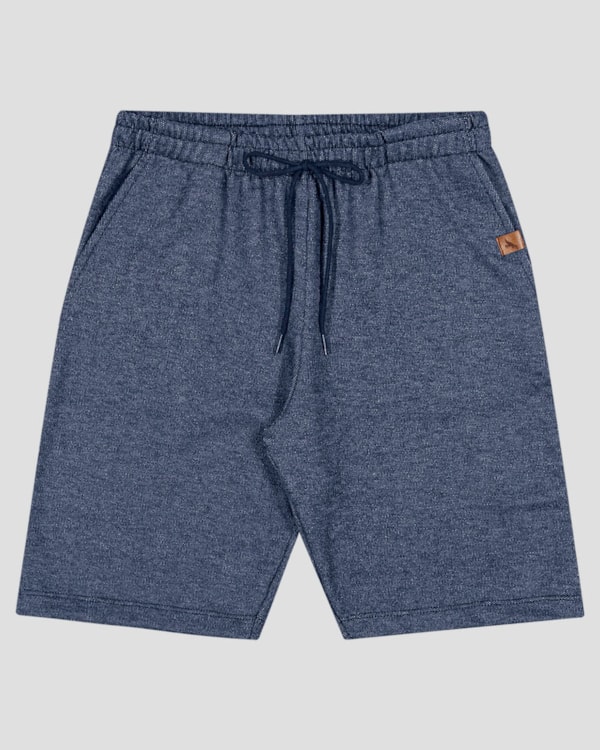 Bermuda Infantil Menino em Moletom Jeans com Bolso ReiRex Azul