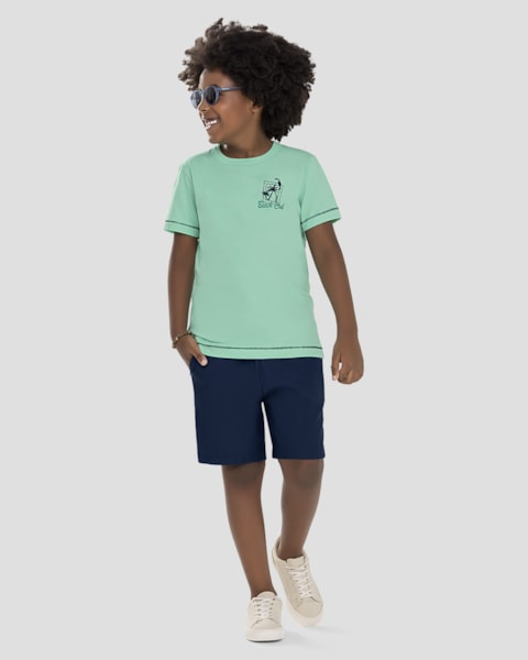 Bermuda Infantil Menino em Tecido com Elastano ReiRex Azul