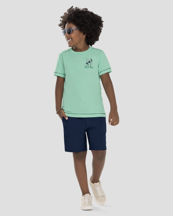 Bermuda Infantil Menino em Tecido com Elastano ReiRex Azul