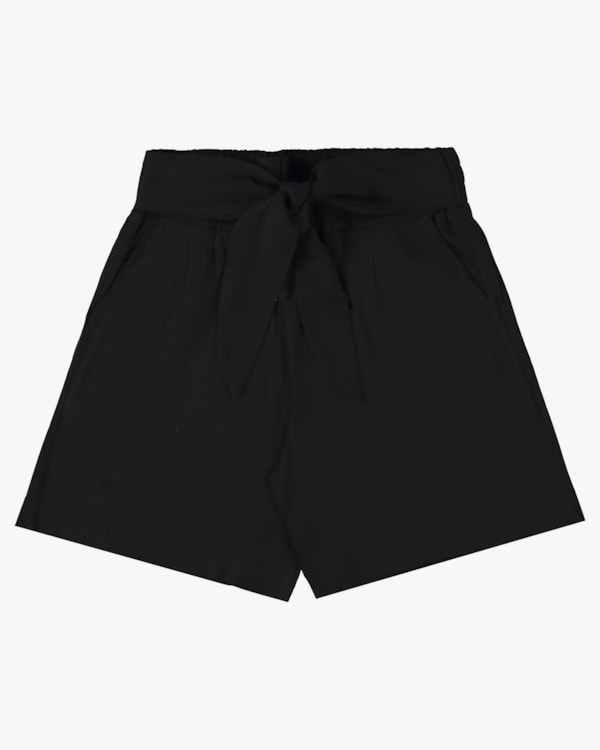 Bermuda Jorts Feminina em Viscose - Cereja Rosa - Preto P