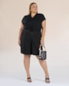 Bermuda Jorts Plus Size Feminino - Cereja Rosa - Preto-10ac7300-40ce-4ef4-922f-52f39a49a87f