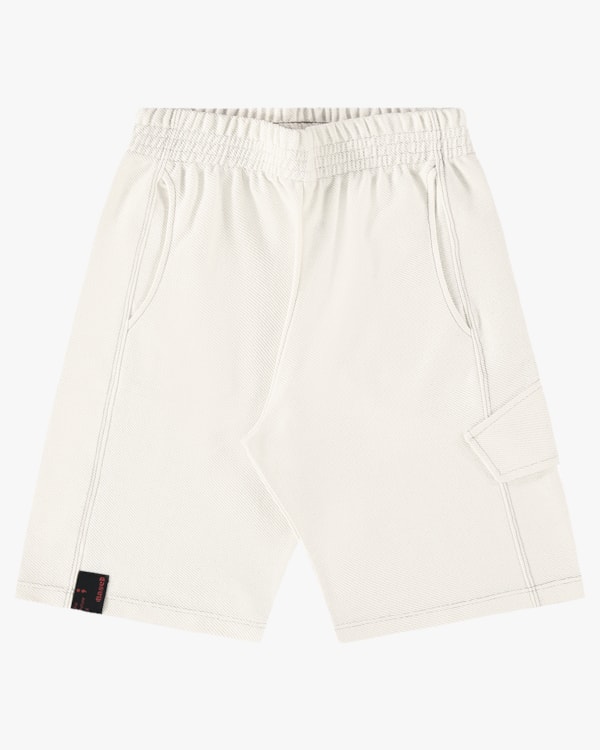 Bermuda Juvenil Masculina em Moletinho Sarjado - BaseD - Off White