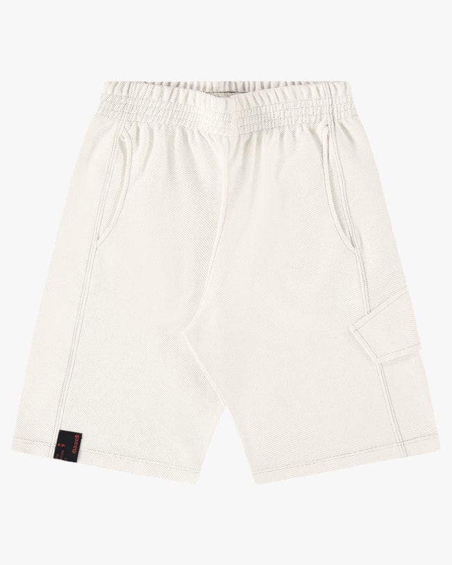 Bermuda Juvenil Masculina em Moletinho Sarjado - BaseD - Off White-e567234f-64e6-4405-999b-7d600f235381