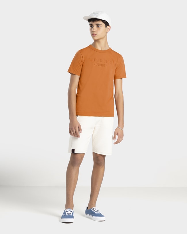 Bermuda Juvenil Masculina em Moletinho Sarjado - BaseD - Off White-601e8443-6d63-4fe2-be60-35f821c75fe7