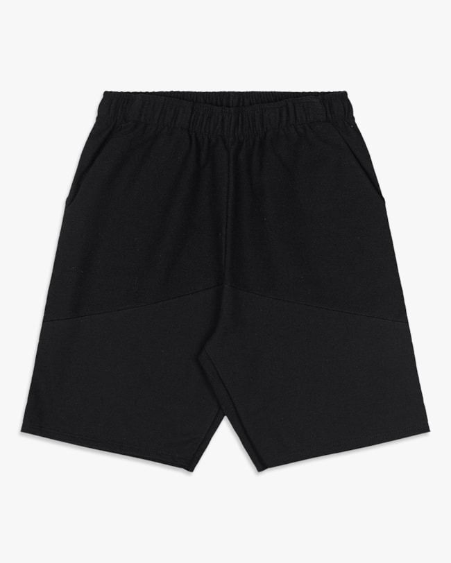 Bermuda Masculina Juvenil em Moletinho Sarjado- BaseD - Preto Mescla-877426f8-990a-41ce-9808-55a3e8c70a2a