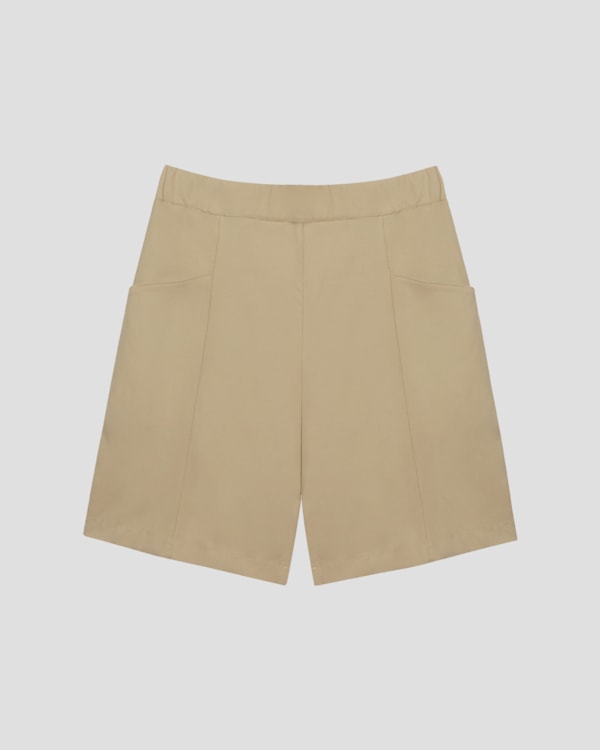 Bermuda Plus Size em Alfaiataria com Bolsos Cereja Rosa Bege