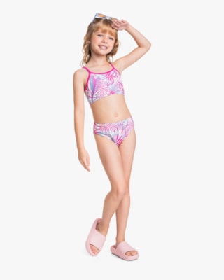 Biquini Infantil Estampado com Proteção UV - Kely Kety - Rosa