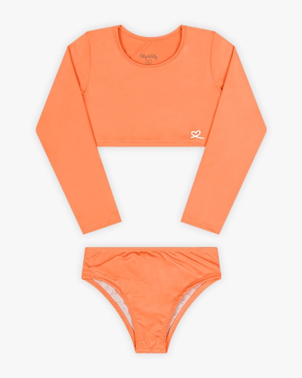 Bíquini Infantil Manga Longa com Proteção UV - Kely Kety - Rosa