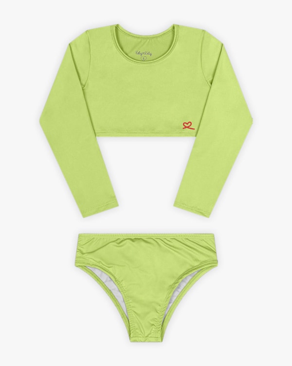 Bíquini Infantil Manga Longa com Proteção UV - Kely Kety - Rosa
