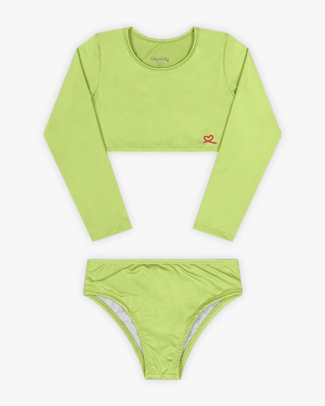 Bíquini Infantil Manga Longa com Proteção UV - Kely Kety - Rosa-d3c607dc-941b-4499-8b65-b8f51979695f