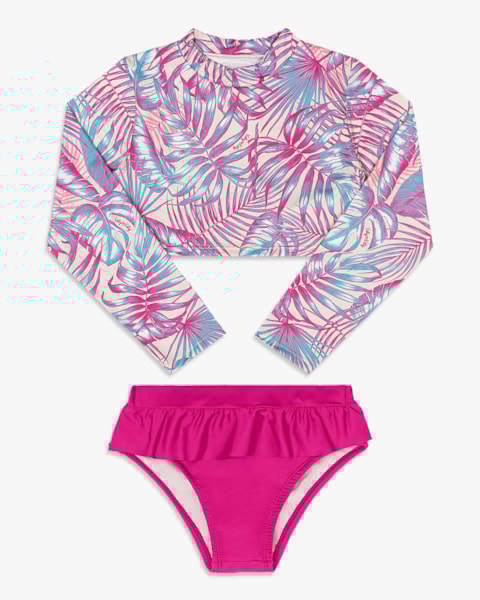 Biquíni Infantil Menina Manga Longa Estampado - Kely Kety - Rosa