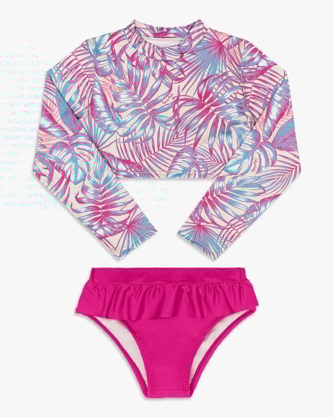 Biquíni Infantil Menina Manga Longa Estampado - Kely Kety - Rosa-621895fa-ae77-487f-9af0-93bb94f0c09b