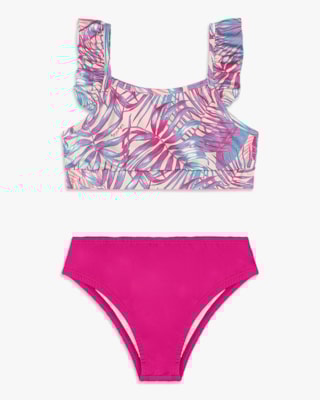 Biquíni Infantil Top com Babado e Calcinha - Kely Kety - Rosa