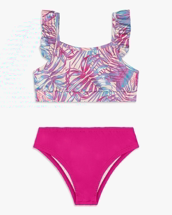 Biquíni Infantil Top com Babado e Calcinha - Kely Kety - Rosa