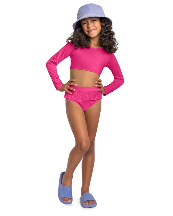 Biquíni Manga Longa Infantil Menina Kely Kety