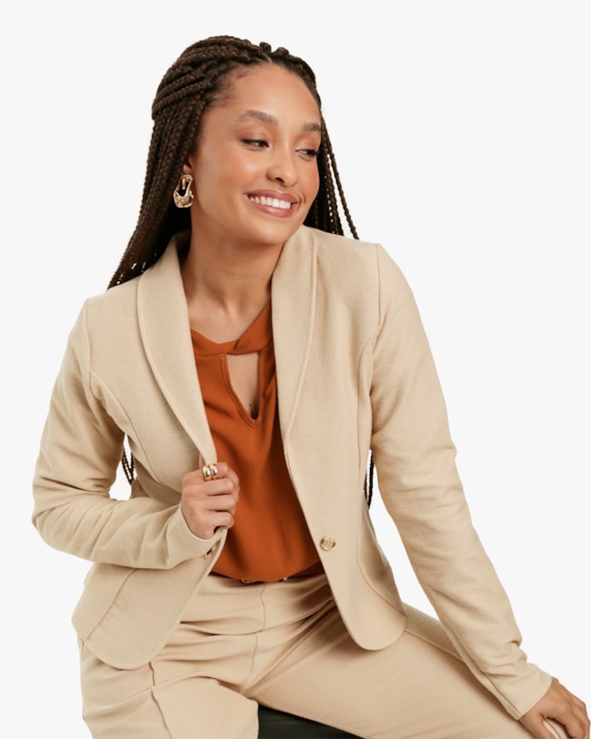 Blazer Feminino em Moletinho com Botão - Cereja Rosa - Deserto-e246668c-2e29-4734-b221-74e8d4fd94ed
