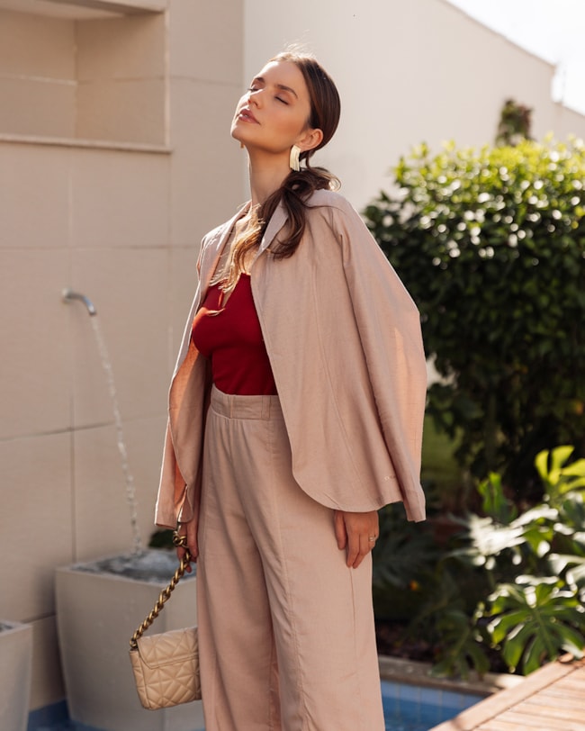 Blazer Feminino em Viscose Linho - Cereja Rosa - Linho-570fa945-bf11-48c8-b8f0-861c619d163c