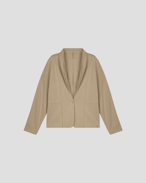 Blazer Feminino Plus Size em Moletinho -Cereja Rosa - Bege