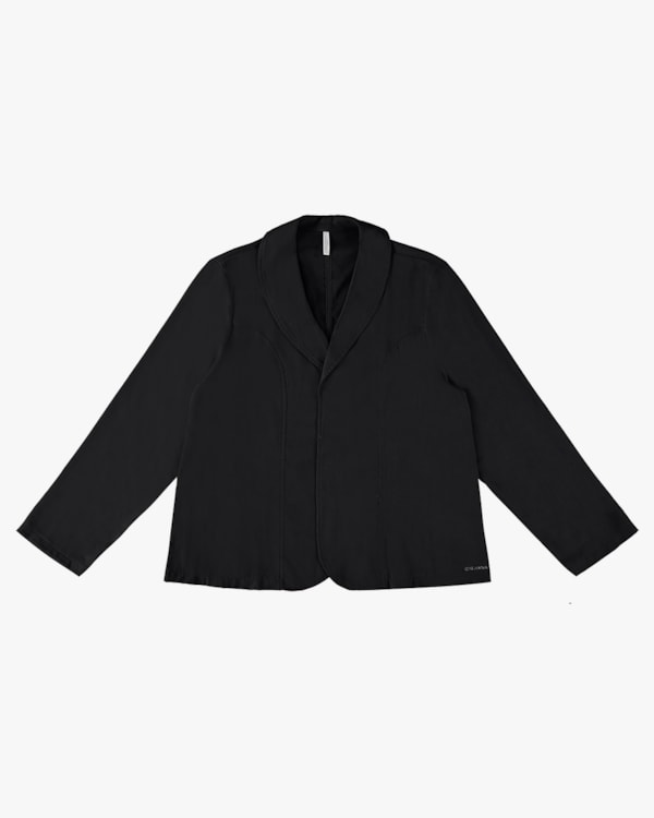 Blazer Plus Size em Viscose e Linho - Cereja Rosa - Preto