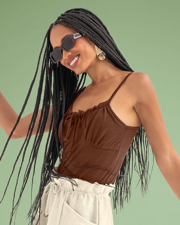 Blusa Alça Fina de Viscose com Detalhe no Busto Cereja Rosa