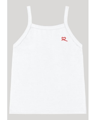 Blusa Básica Alça Fina Infantil em Cotton - Kely Kety - Branco
