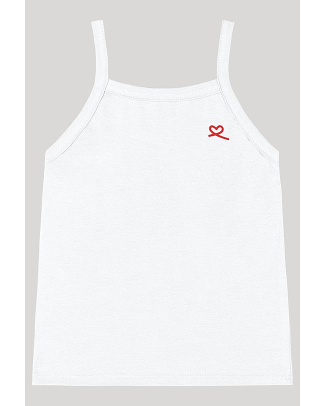 Blusa Básica Alça Fina Infantil em Cotton - Kely Kety - Branco-5b76bacf-85b9-41e1-9814-6f919301aedb