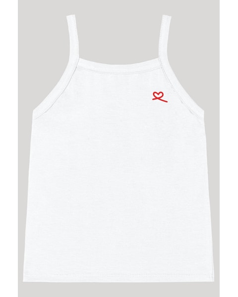 Blusa Básica Alça Fina Infantil em Cotton - Kely Kety - Branco