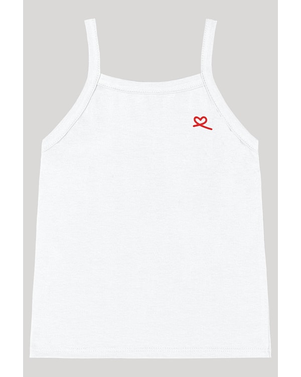 Blusa Básica Alça Fina Infantil em Cotton - Kely Kety - Branco