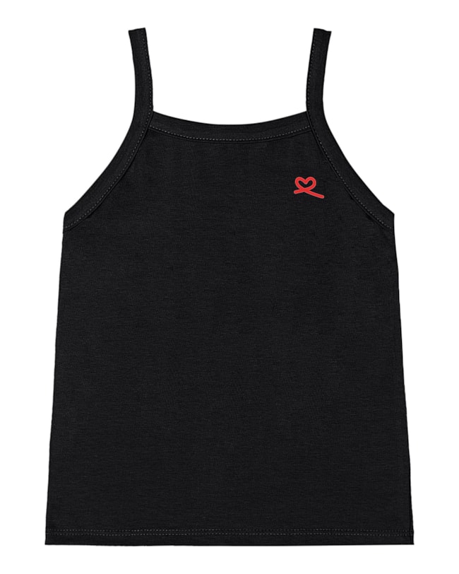 Blusa Básica Alça Fina Infantil em Cotton - Kely Kety - Preto-2e6e674e-c4e3-4e9e-a3fc-475b278f1ae2