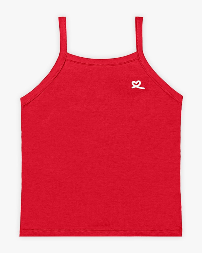 Blusa Básica Alça Fina Infantil em Cotton - Kely Kety - Tomato-684e1d5b-072b-46d9-9c49-12f17249afe7