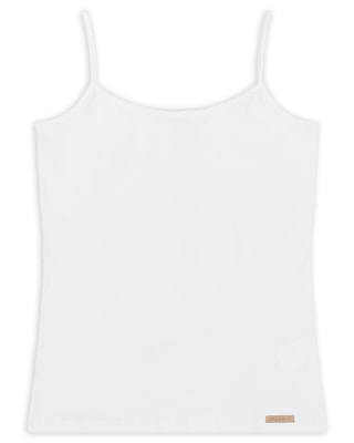 Blusa Básica Alças Finas em Cotton - Cereja Rosa - Branco