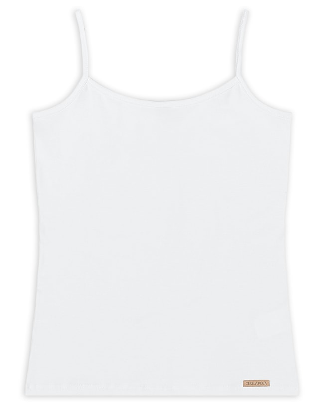 Blusa Básica Alças Finas em Cotton - Cereja Rosa - Branco-0ca03c77-83eb-4e09-8c40-dcf80eac0a1f