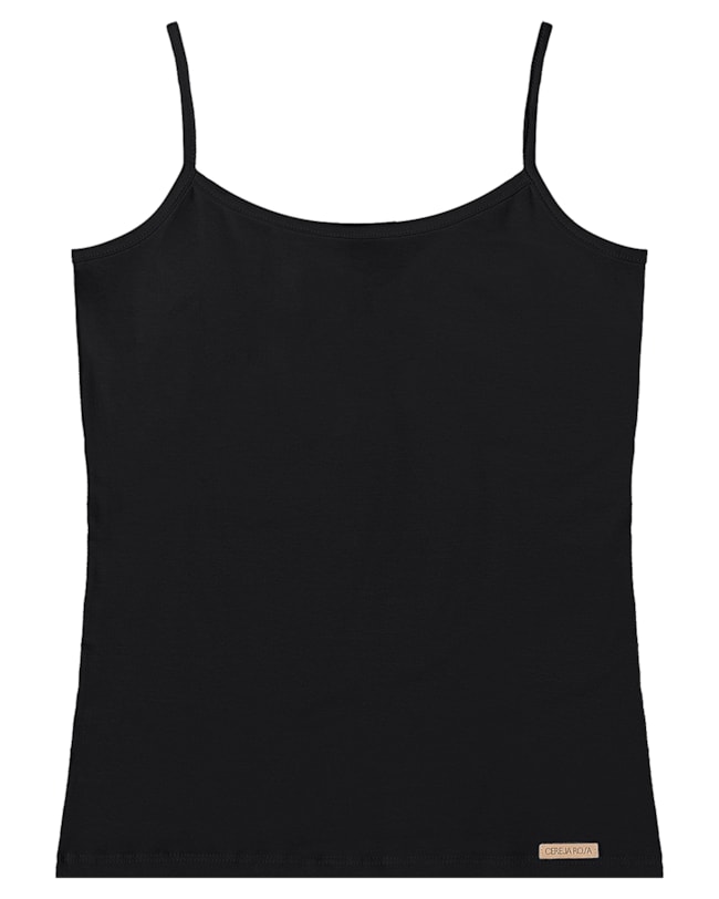 Blusa Básica Alças Finas em Cotton - Cereja Rosa Preto-7125d896-9d47-4cb1-a149-6d1336ea5261