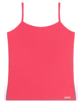 Blusa Básica Alças Finas em Cotton - Cereja Rosa - Rosa